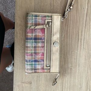 coach poppy madras zip wallet